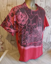 T-shirt vintage buddista punk uomo M (3) rossa grafica punto metallizzato effetto invecchiato