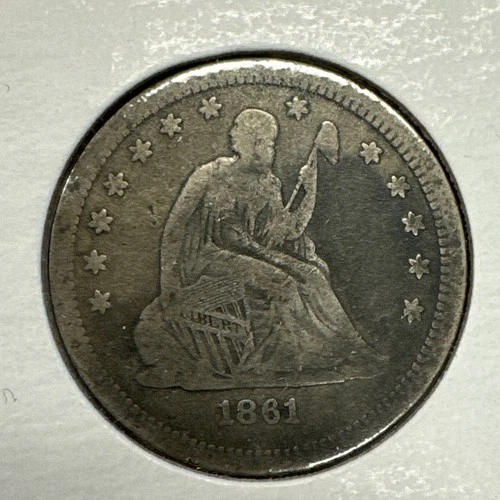 1861 Seated Liberty Quarter Fine