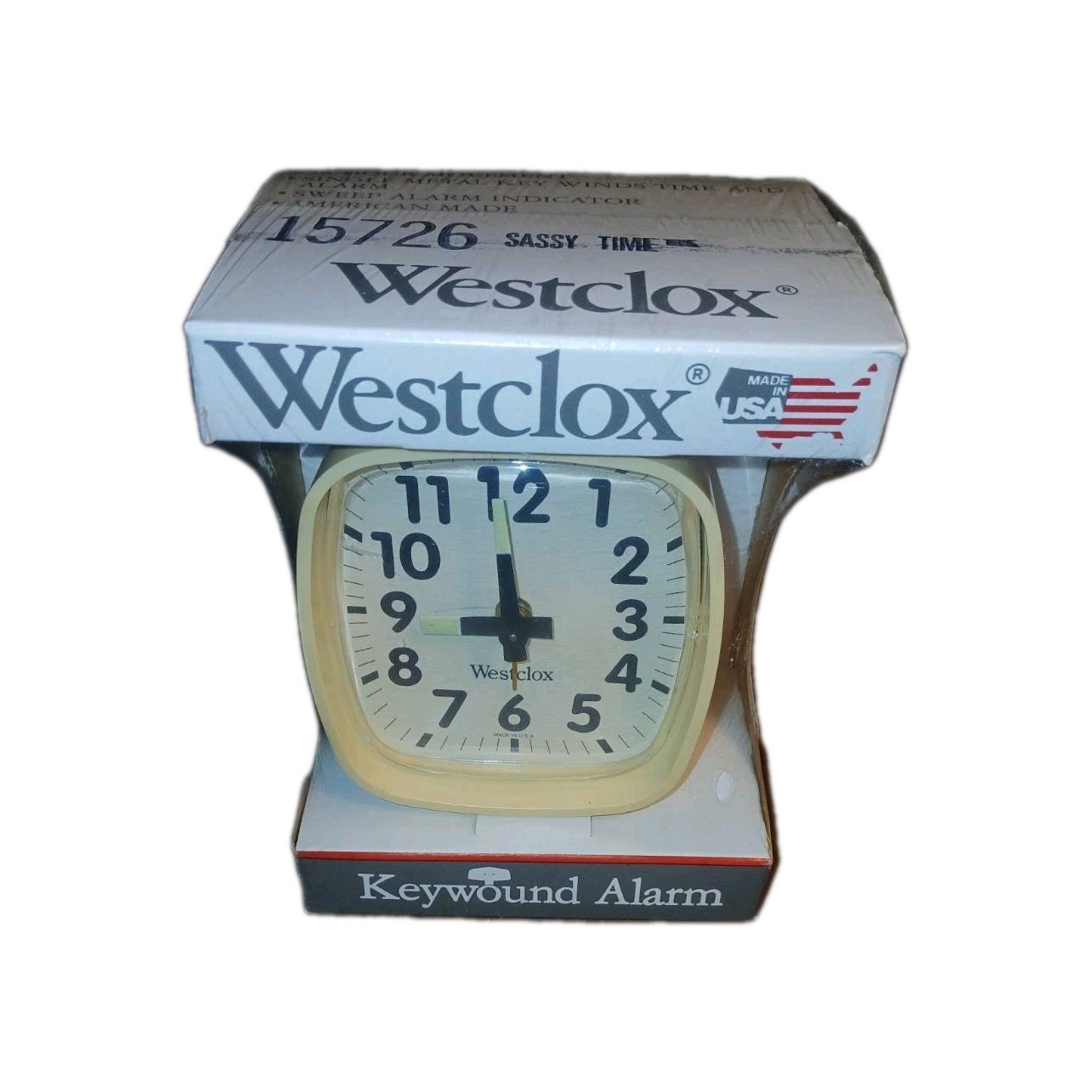 Westclox Plain Ivory Keywound Alarm Clock NAP Model 12045 36 Hour Movement New