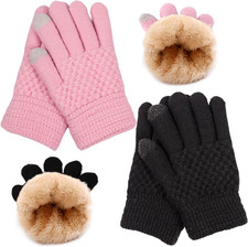 Kids Gloves Winter Knitted Warm Gloves with Fleece Lining Cold-Weather Gift for