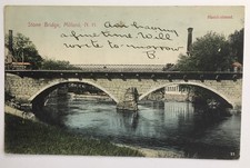 Milford New Hampshire NH Stone Bridge Postcard 1906 UDB Handcolored W.F. French
