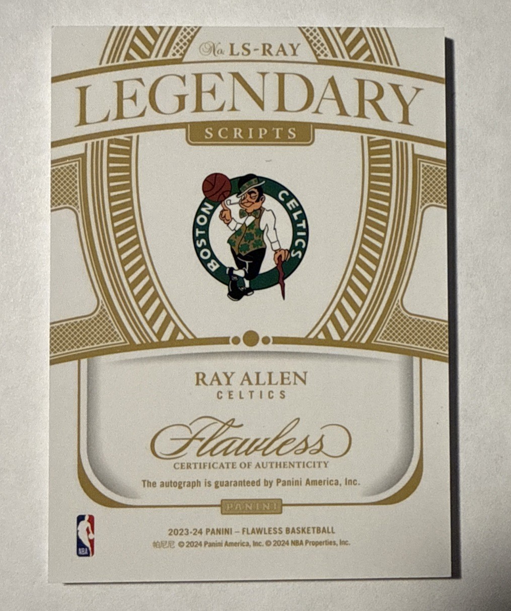 23-24 Panini Flawless Ray Allen Legendary  Auto #/3 Celtics-  Flaws -See Details view 4