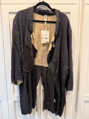 NWT Magnolia Pearl Cotton Linen Patch Floral Contessa Tuxedo Jacket One Size
