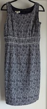 Talbots Sleeveless Shift Dress Size 8 Work Black White Tweed Classic Sheath