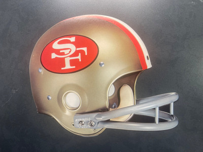 Vtg 1970s San Francisco 49ers NFL RIDDELL Football Helmet CARDBOARD Sign Plaque
