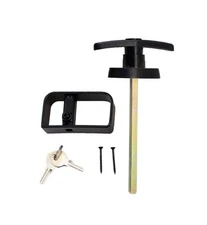 Shed Windows and More Shed T-handle Lock Set 6-1/2 Black Shed Door