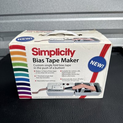 Simplicity Bias Tape Maker Single Fold Machine 881925 2 Tips 1/2'' & 1''