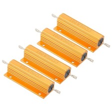 4Pcs 100W 50 Ohm Aluminum Shell Resistor Aluminum Housing Resistor Golden
