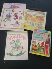 4 Richard Scarry kids books vintage nontoxic Play Day Early Words Best House