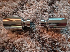 Pair of Chrome Finials Dark Brown Screw-On Curtain Drapery Rod Ends