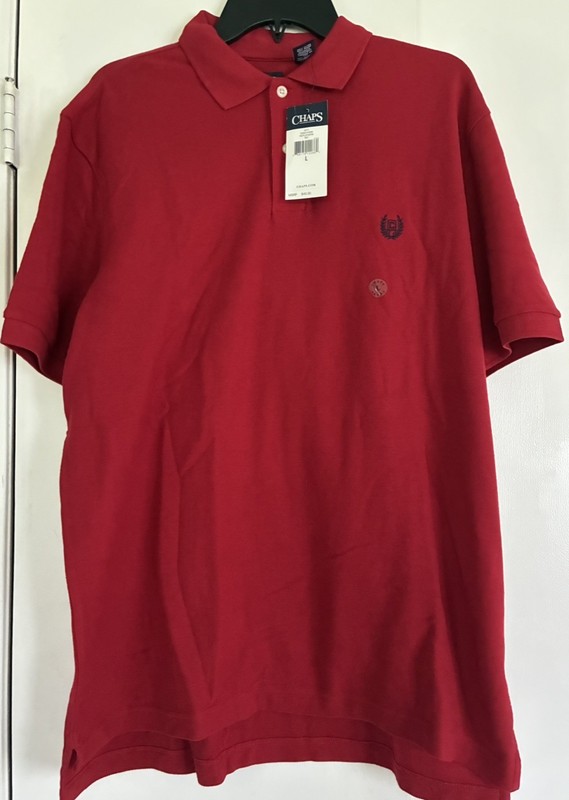 Chaps Polo Shirt Mens Size Large Red Short Sleeve Cotton New With Tags