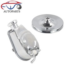 Sbc Bbc Chevy Chrome Saginaw Style Power Steering Pump W Single Groove Pulley