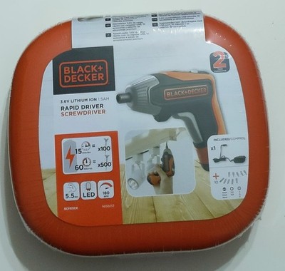 BLACK+DECKER Akku-Schnellschrauber mit Bits und Aufbewahrungskoffer 3,6V