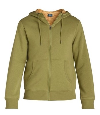 George Men's Olive Full-Zip Long Sleeve Hooded High Pile Fleece Lined Jacket: M