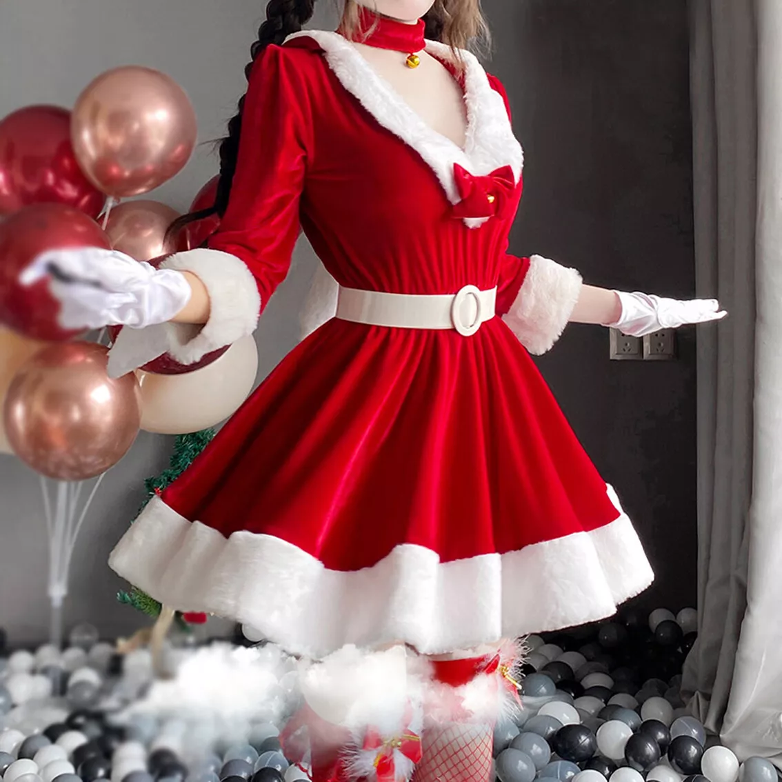 Women Christmas Xmas Lady Santa Claus Cosplay Costume Winter Red