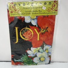 Joy Poinsettias Garden Flag 12  x18 Holidays Christmas Red Flowers Outdoor NEW