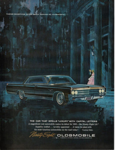 1963 OLDSMOBILE Ninety-Eight LS Black 4-door HT art Vintage Print Ad