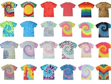 Tie Dye T-Shirts Multi-Color Kids & Adult  100% Cotton Colortone