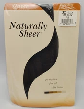 Pantyhose Size 2X Queen Jet Black Ultra Sheer Sandalfoot By Naturally Sheer