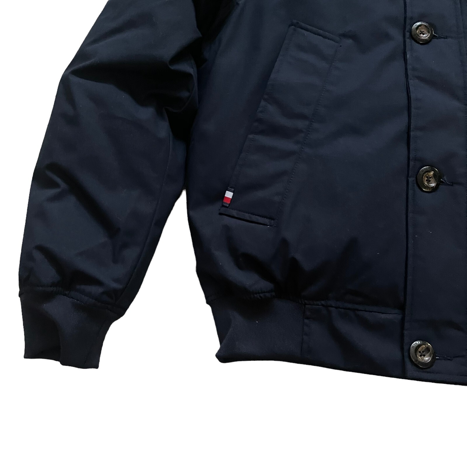 Tommy Hilfiger Mens Removable Hood Essential Bomber Down Jacket Short Parka Navy image 7