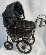 Vintage Wicker Baby Doll Pram Carriage Buggy Antique Stroller w111