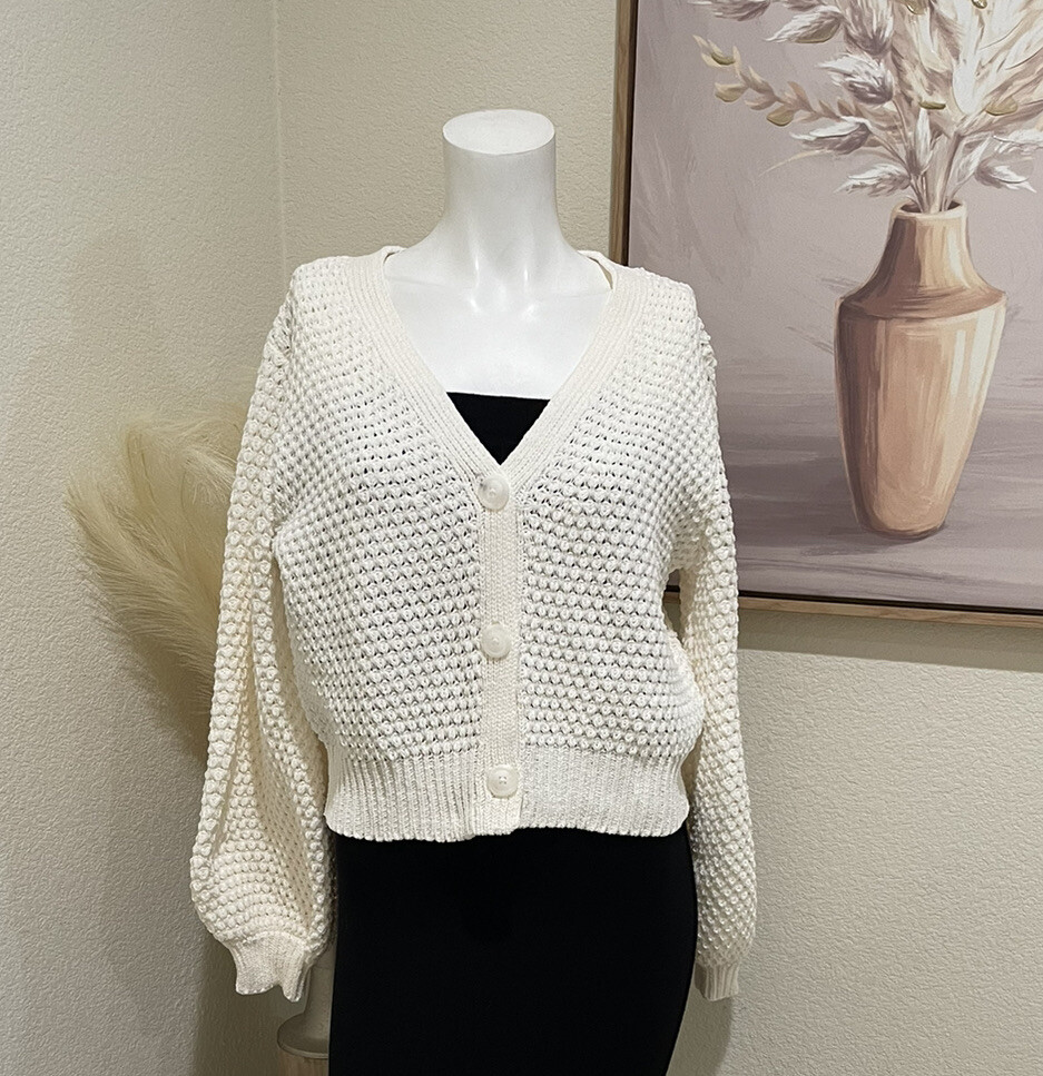 Abercrombie Fitch Womens Cardigan Sweater Size M Crop Ivory