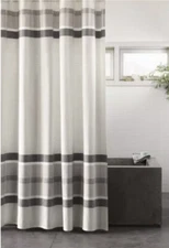 Project 62 Engineered Plaid Shower Curtain Cotton Farmhouse Gray Nwot
