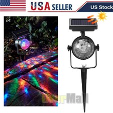 Solar RGB Rotating LED Projector Light, IP44 Waterproof Outdoor Landscape Lamp