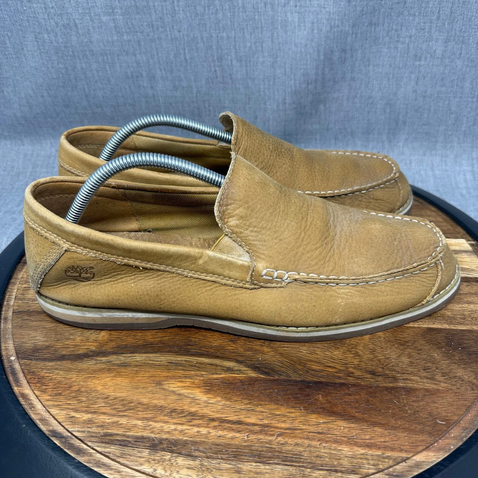 Timberland Uomo 11 Mocassini Bluffton Veneziano Slip On Pelle Grano Marrone Tan