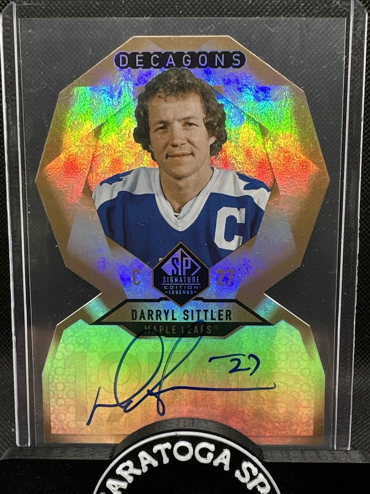 2020-21 Upper Deck SP Legends  #DC-13 Darryl Sittler Decagons Gold Auto Leafs - Image 2 of 4