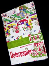 1 Set alte FASANA OSTERPAPIERE GESCHENK PAPIERE 1960er mit 4 B&ouml;gen &agrave; 50 x 70 cm