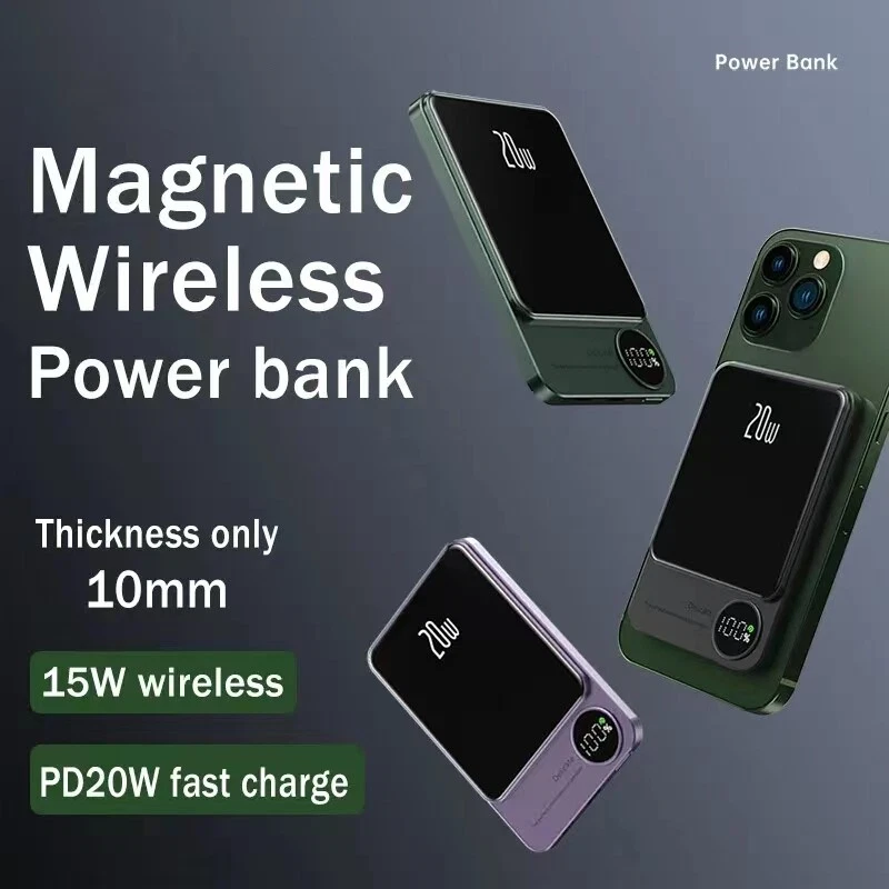 10000mAh Power Bank Magnetic Wireless 20W PD Fast Charging Mini External Battery - Image 2 of 4