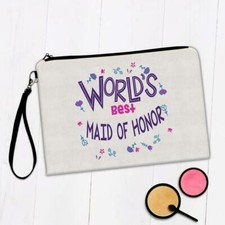 Gift Makeup Bag : Worlds Best MAID OF HONOR Great Floral Wedding Family
