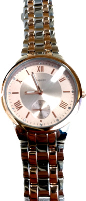 Damen Edelstahl - Armbanduhr Bicolor-Optik Rosegold Silber