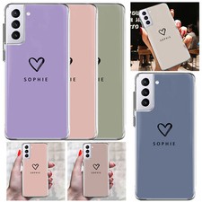 Personalised Name Phone Heart Case For Samsung Galaxy S23 S24 A35 A15 A55 Cover