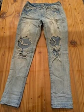 Rewash Vintage Reunion Deluxe Sz 7/28 Blue Distressed Jeans