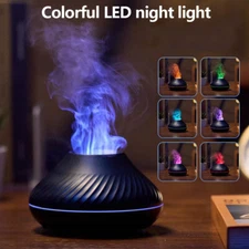 Cute Volcano Fire Flame Diffuser Humidifier Aromatherapy Essential Oil USB Black