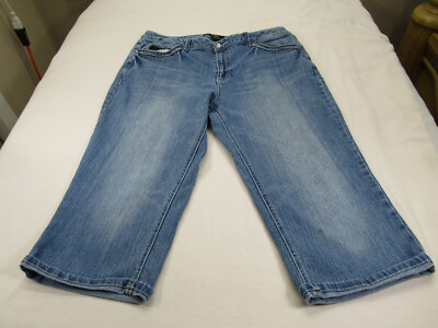 Cato Capri Denim  16 [ 34W 40 Hips 18L ] Thick Stitch Flap Over Back Pockets