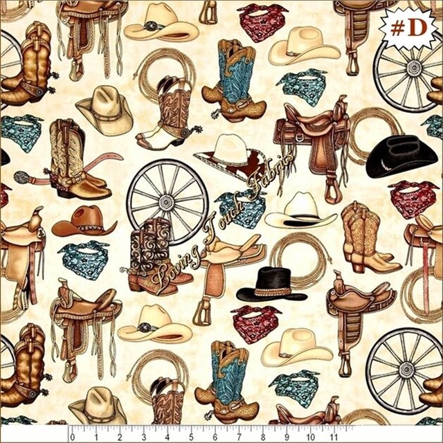 QUILTING TREASURES DAN MORRIS "UNBRIDLED" WESTERN HORSES FABRIC