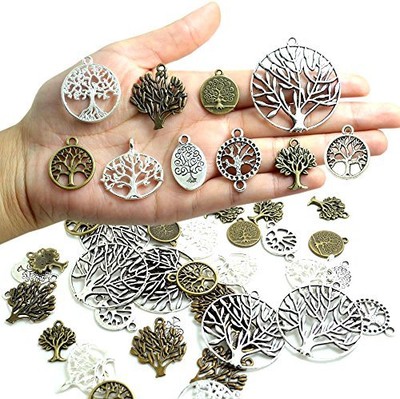 Pack of 50 Alloy Tree of Life Charms Pendants Findings for Jewelry