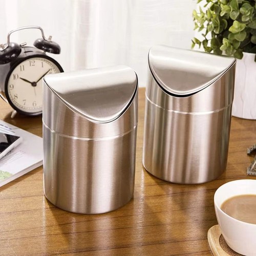 Récipient de rangement en acier inoxydable secouer créatif couvercle soldes poubelle