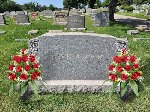 Artificial Cemetery Flowers – Grave Decorations, Cemetery 2 bouquets Red - Picture 4 of 7