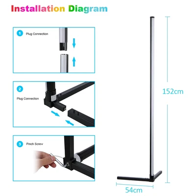 LED Corner Floor Lamp RGB Colour Modern Living Room Light Dimmable Smart Remote - Picture 2 of 11