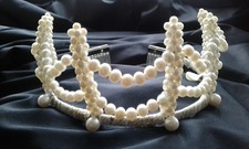 BRIDAL CROWN TIARA OF GENUINE FRESHWATER CULTURED PEARLS HANDMADE