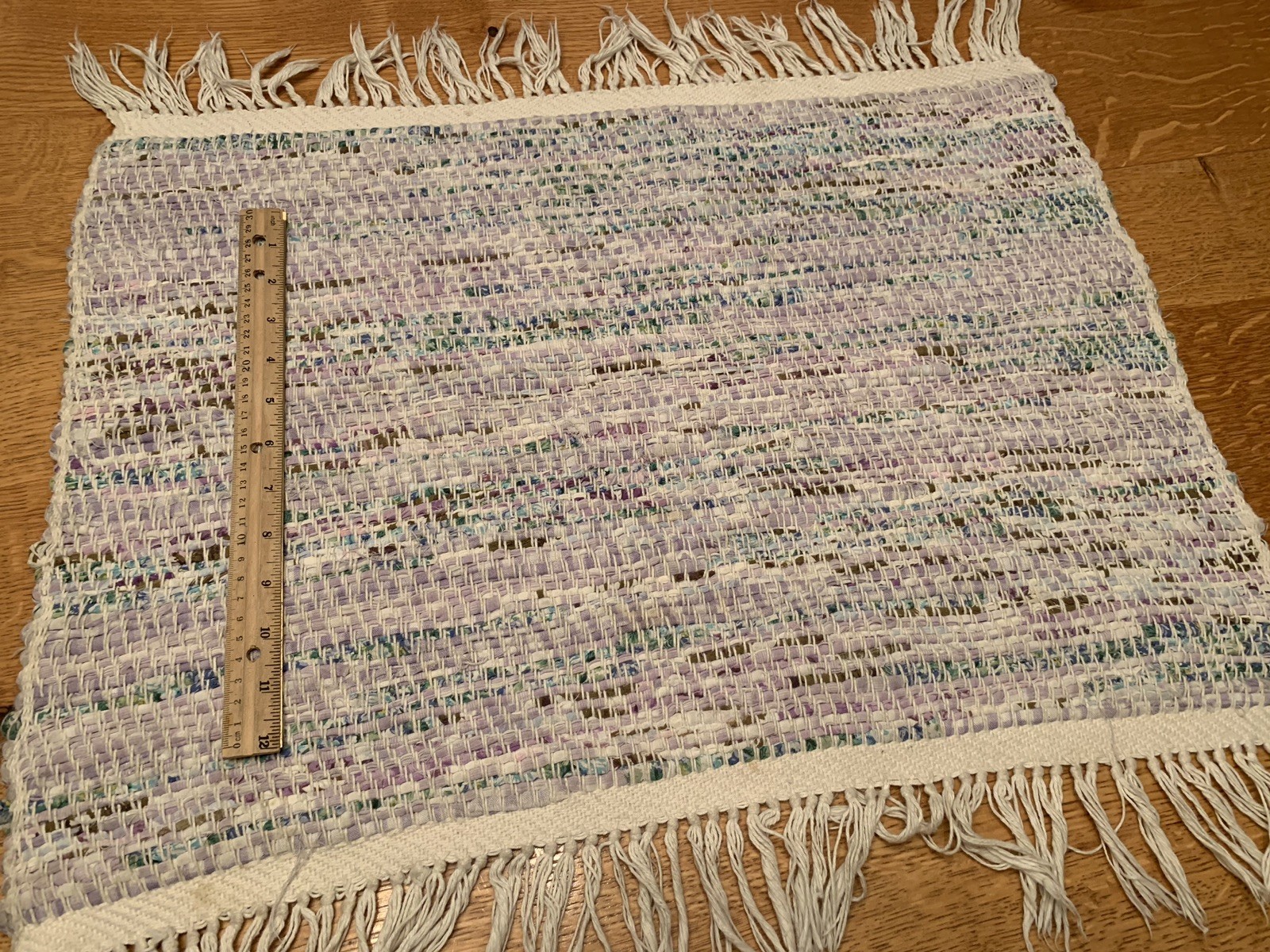 Vintage RAG RUG Table Runner Bureau Cover 24&rdquo; Square Lavender Farmhouse Chic