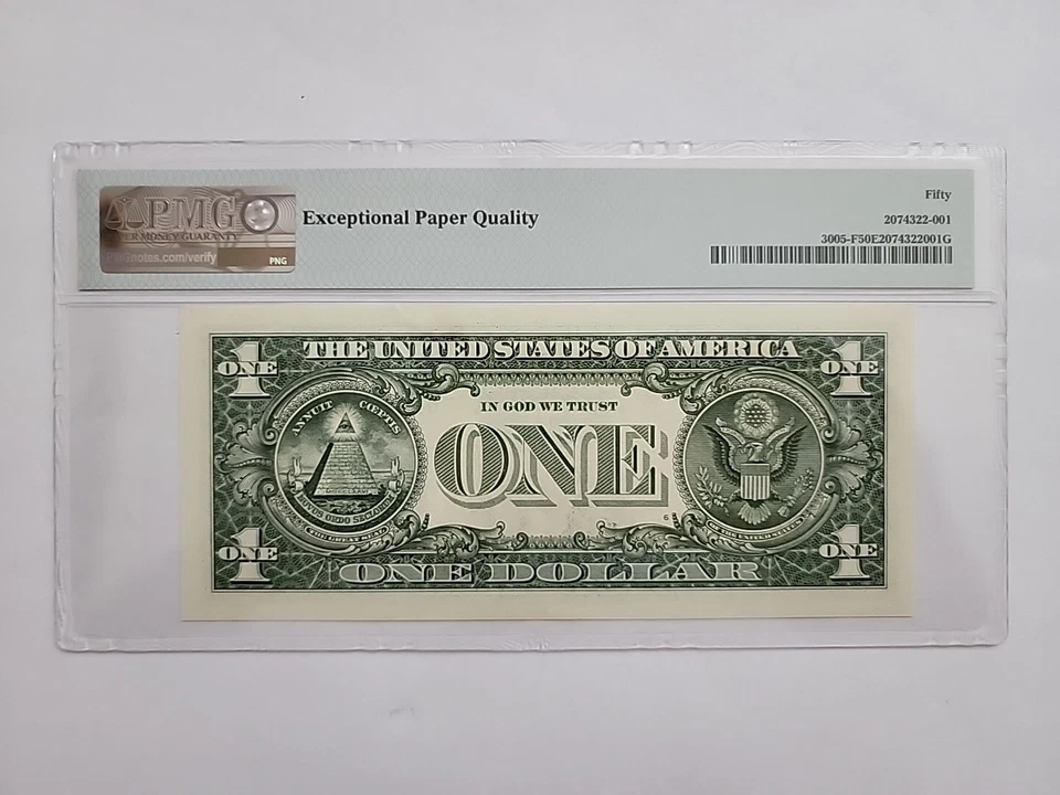 $1 2017A FRN WRONG COLOR INK ERROR PMG50EPQ - Image 3 of 3