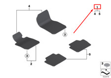 BMW 4 Gran Coupe F36 Velours-Fußmatten-Set 51477426279 7426279, neues Original