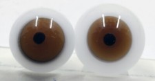 1 Pair Vintage Hand Blown Glass German Doll Eyes Brown About 10-1/2 to 11-1/2mm