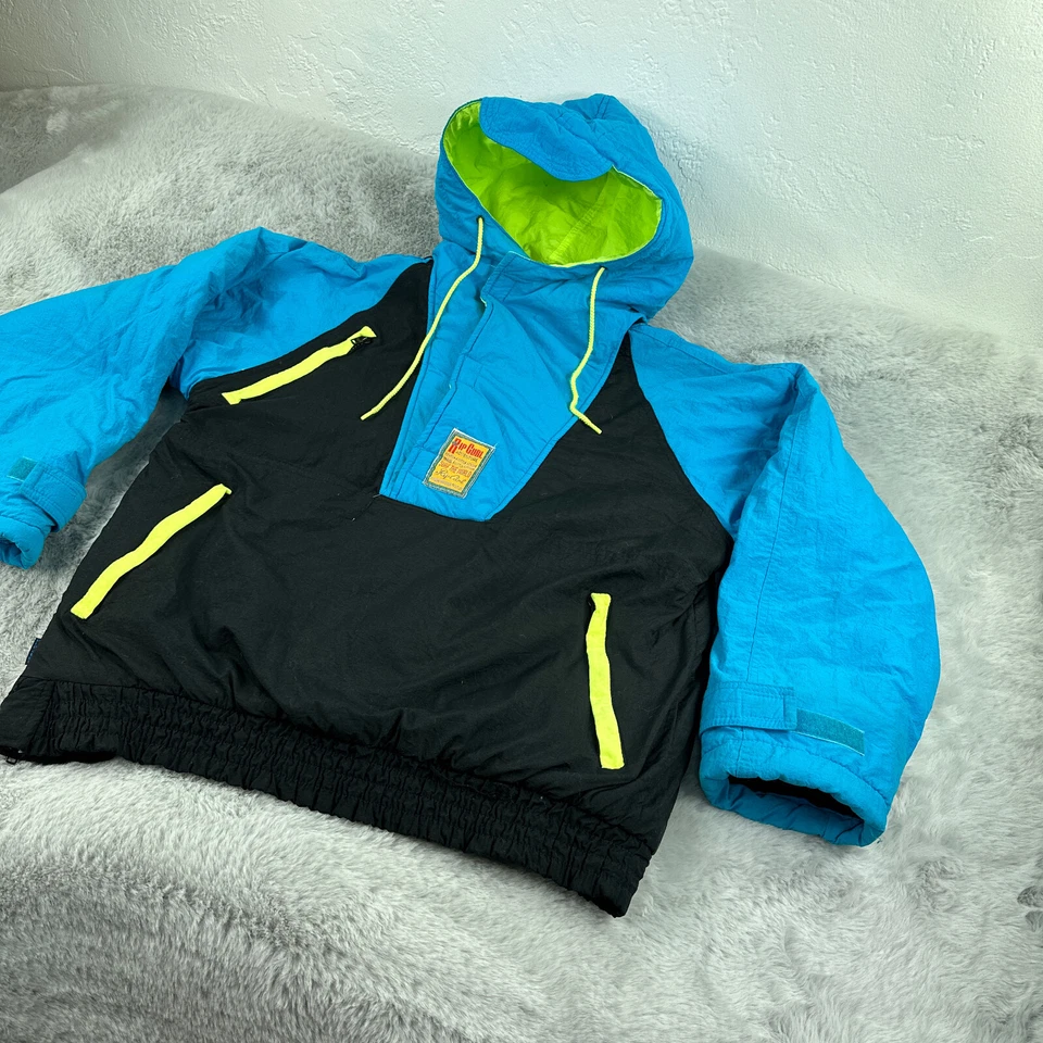 Vintage Rip Curl Jacket Mens Medium Black Blue 90s Hood Surfer Beach Pullover - Image 3 of 4