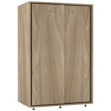 Double Sliding Door Wardrobe Closet with Hanging Rail Cabinet Cupboard Oak